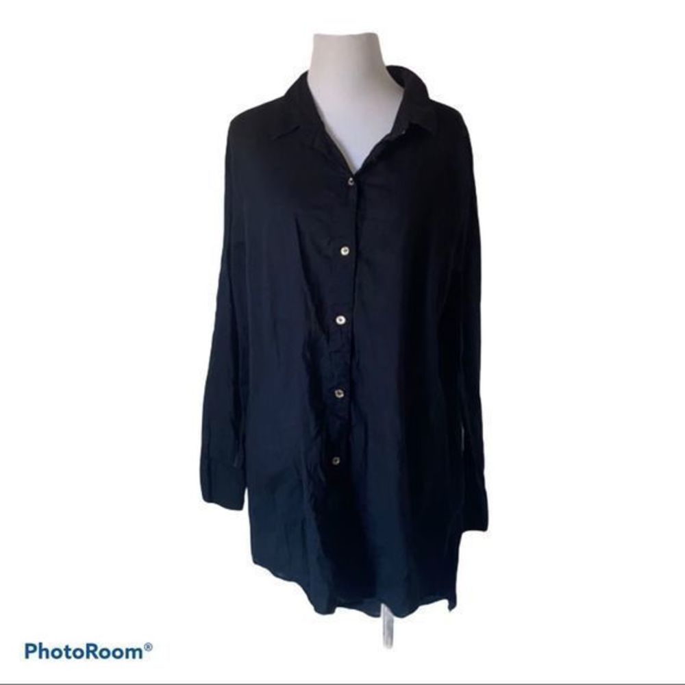 michael kors women’s small black asymmetric‎ button up shirt dress